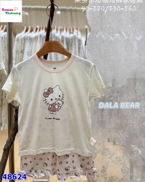 Bộ Tencel T Kitty nơ hồng