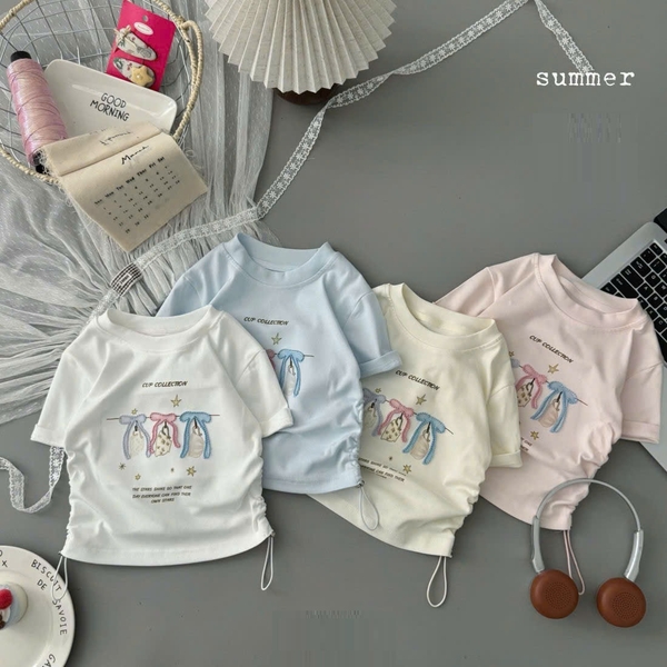 Áo thun trắng thêu nơ 3 màu