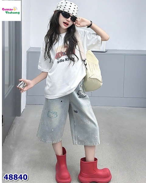 Quần jean lửng xanh Kitty