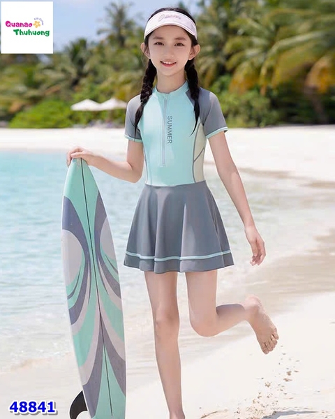 Váy bơi xanh viền xám Summer