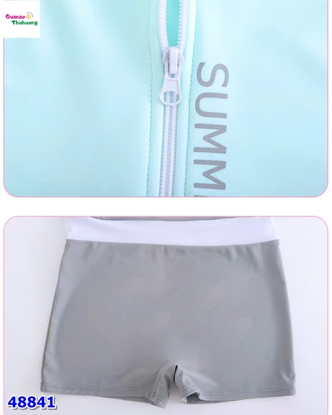 Váy bơi xanh viền xám Summer