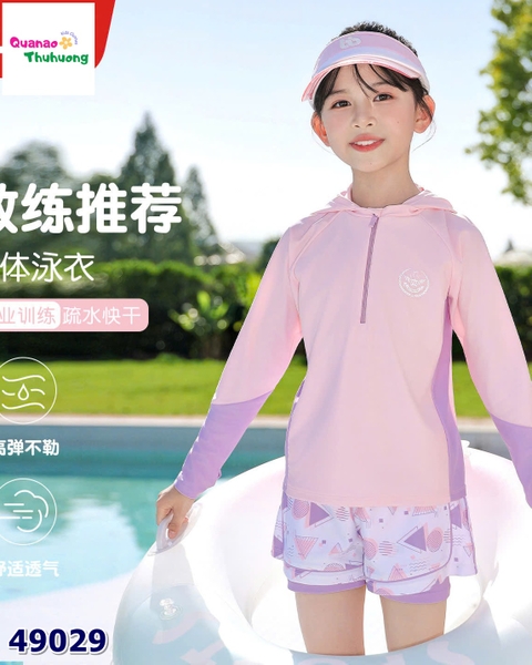 Bộ bơi hồng tím kèm nón