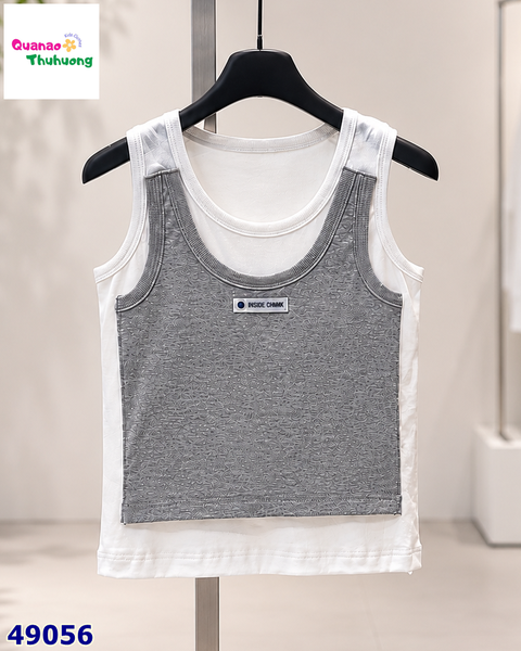 Áo M+ 2 lớp sát nách trắng xám