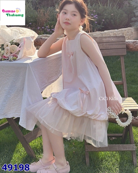 Set áo váy hồng đính nơ