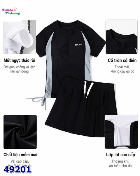 Set váy bơi Yuke đen sport