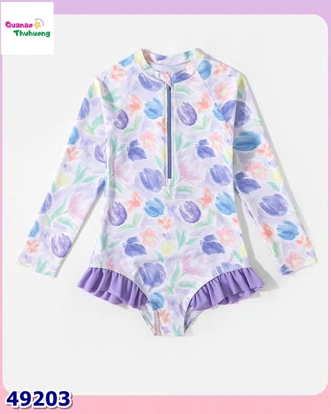 Bộ bơi liền Yuke hoa tulip tím