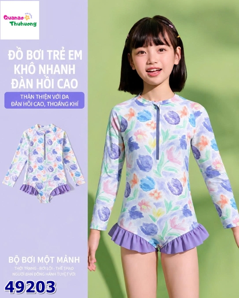 Bộ bơi liền Yuke hoa tulip tím