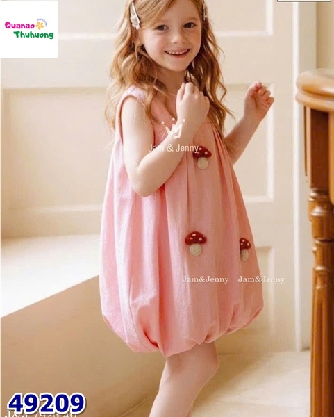 Đầm bí J&J hồng thêu nấm