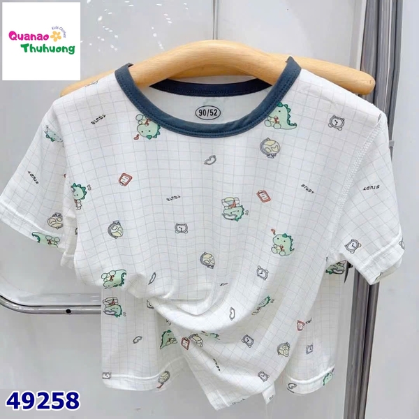 Bộ tencel W trắng khủng long xanh