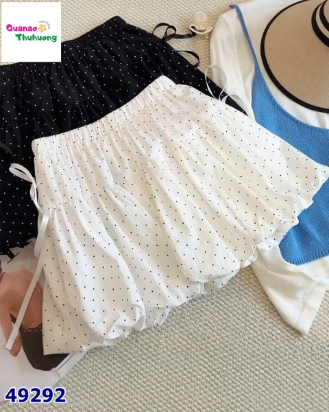 Chân váy bí trắng chấm bi đính nơ 2 bên