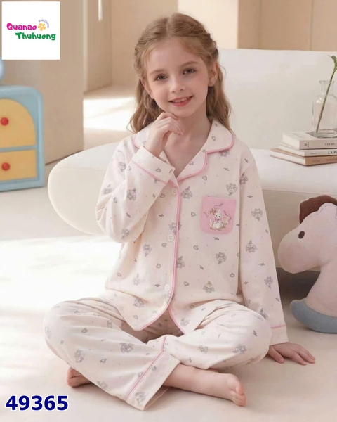 Pyjama Qke dài kem túi thỏ hồng
