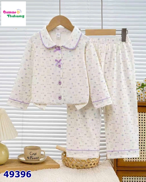 Pyjama Qke cổ tròn kem thỏ và nho