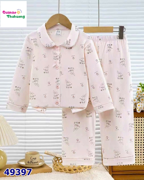 Pyjama Qke cổ tròn hồng thỏ và bánh kem