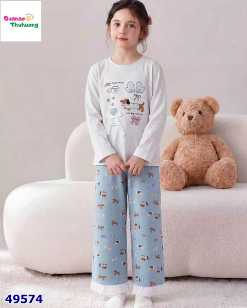 Bộ dài Qke xám cún đính nơ