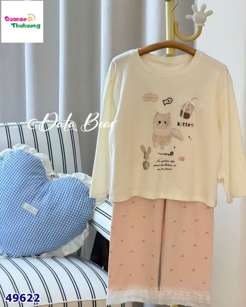 Bộ Tobela dài kem mèo nơ kitten