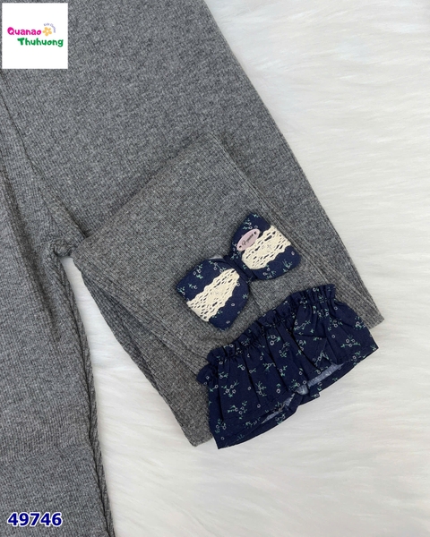 Legging xám thêu nơ xanh