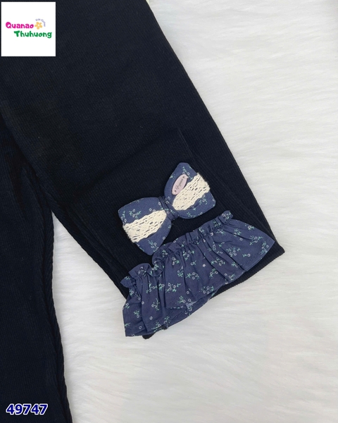 Legging đen thêu nơ xanh