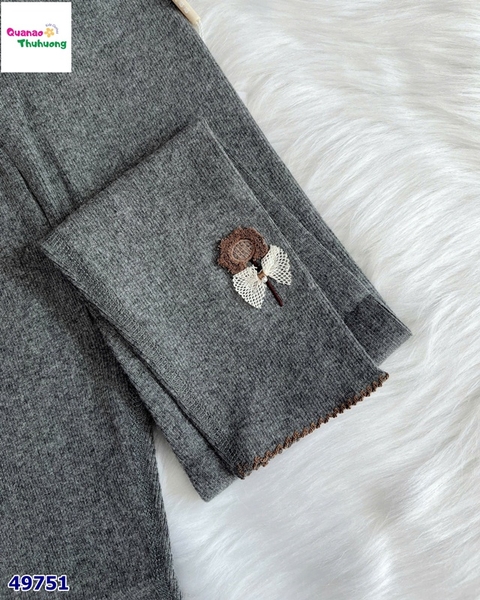 Legging xám thêu bông hoa