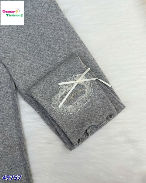 Legging xám thêu chữ nơ