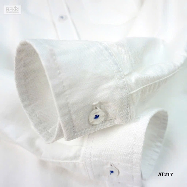 Áo sơ mi B2Kid trắng chỉ xanh