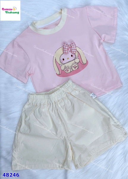 Bộ áo hồng Kitty thỏ