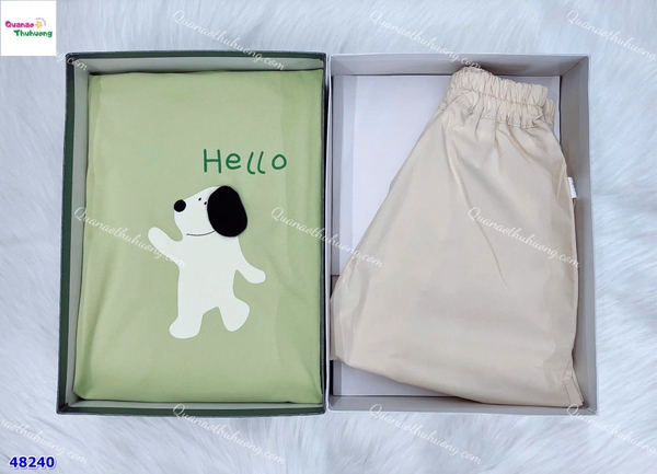 Bộ áo xanh cún Hello