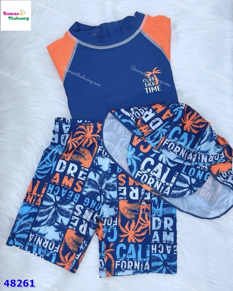 Bộ bơi xanh đen tay cam