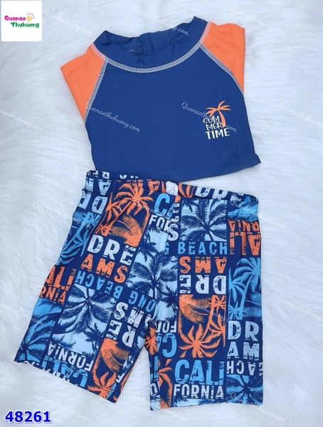 Bộ bơi xanh đen tay cam