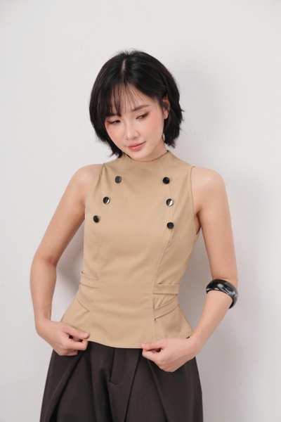 Seleen, Áo cổ cao yếm không tay form ôm chi tiết nút, WT0212