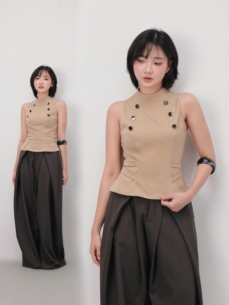 Seleen, Áo cổ cao yếm không tay form ôm chi tiết nút, WT0212