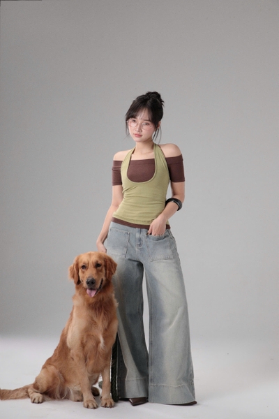 Seleen, Áo layer 2 món (có thể mặc tách rời) form trễ vai ngang cổ yếm, WT0258