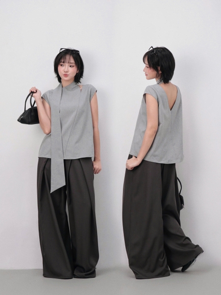 Seleen, Quần tây lưng cao ống rộng chi tiết ly gập vào, WB0202