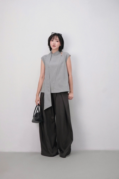 Seleen, Quần tây lưng cao ống rộng chi tiết ly gập vào, WB0202