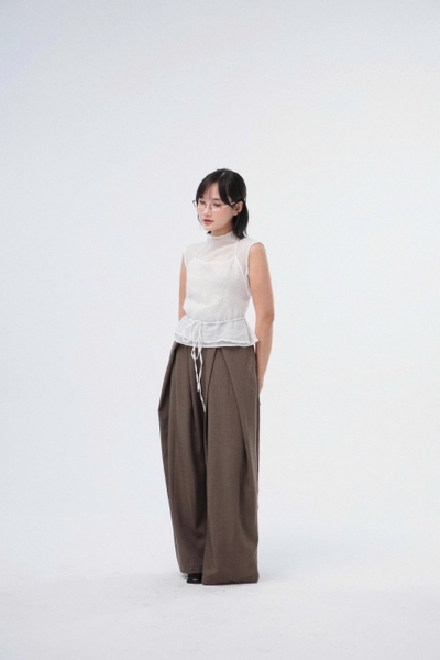 Seleen, Quần tây lưng cao ống rộng chi tiết ly gập vào, WB0202