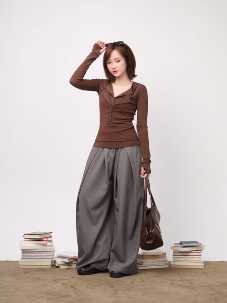 Layered-Look Long-Sleeve Jersey Top, image 8