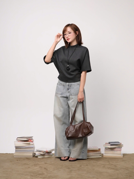 High-Neck Batwing Jersey Top, image 4