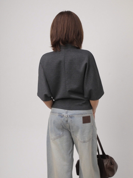 High-Neck Batwing Jersey Top, image 6