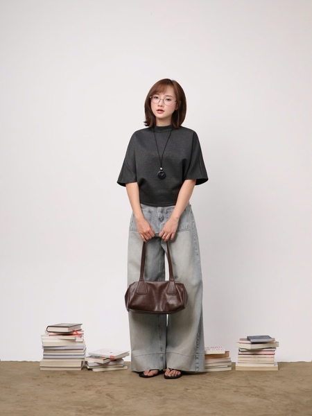High-Neck Batwing Jersey Top, image 8