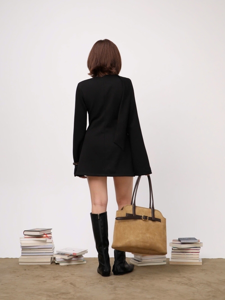 V-Neck Tie-Detail Long-Sleeve Mini Dress, image 7