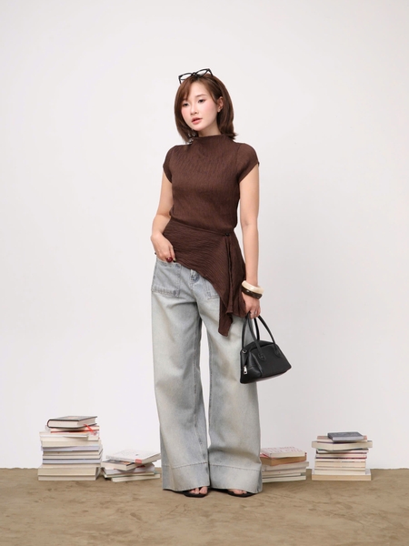 High-Neck Jersey Top with Detachable Panel, image 9