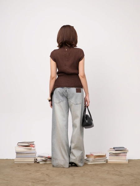 High-Neck Jersey Top with Detachable Panel, image 6