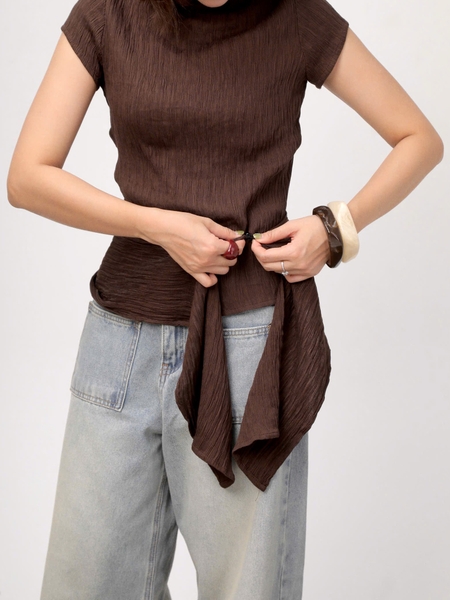 High-Neck Jersey Top with Detachable Panel, image 7