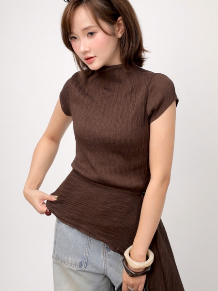 High-Neck Jersey Top with Detachable Panel, image 4