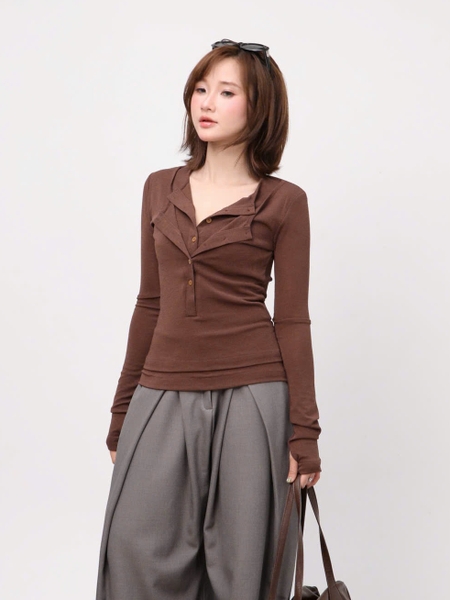 Layered-Look Long-Sleeve Jersey Top, image 9