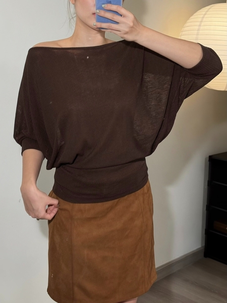 Sheer Off-Shoulder Batwing Top, image 1