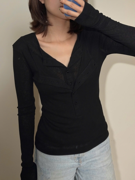 Layered-Look Long-Sleeve Jersey Top, image 10