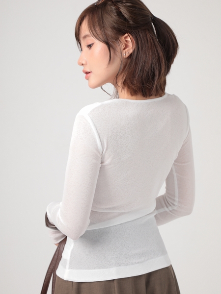 Seleen, Áo thun mỏng tay dài form ôm giả 2 lớp cổ cài, WT0275