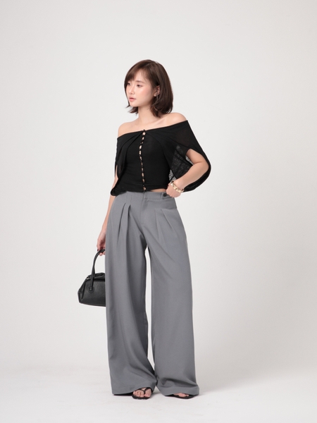 Seleen, Quần tây lưng thấp ống rộng chi tiết xếp ly, WB0268