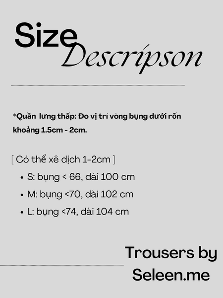 Seleen, Quần tây lưng thấp ống rộng chi tiết xếp ly, WB0268
