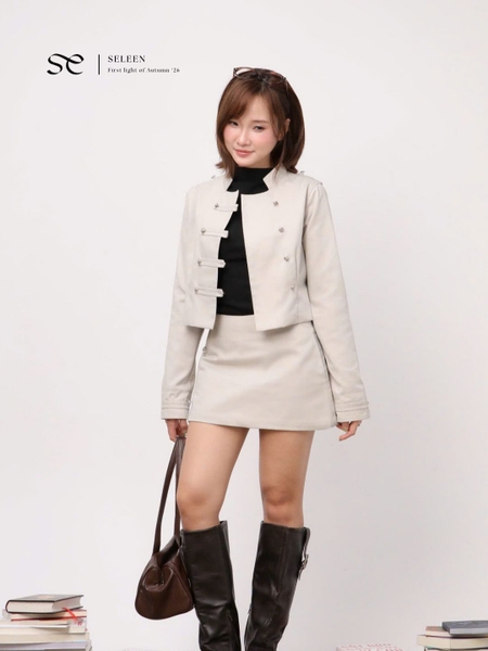 Cropped Mandarin-Collar Jacket
